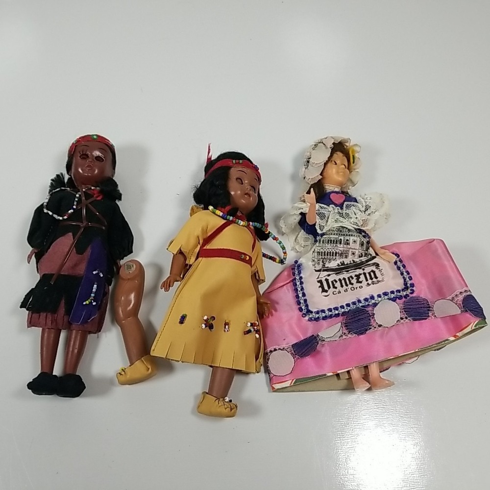Vintage Travel Doll Lot of 3 Seminole Dutch India Indonesia Folk Costume